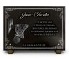 Plaque funèbre avec ballon et panier de basket, bordure décorative. Gravure personnalisable sur granit. (2)