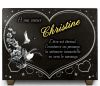 Plaque funéraire à Nantes : coeur, canards, bouquet de roses et texte doré (2)
