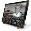 Plaque funéraire personnalisée avec QrCode gravé et photo de défunt avec motif campagne. (2)