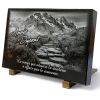 Plaque funéraire granit gravé avec escalier en montagne vers paradis. A personnaliser (2)