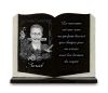 Plaque funéraire livre en granit avec photo, fleurs et textes gravés à personnaliser (2)