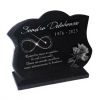 Plaque funéraire étoile signe infini avec rose. Granit gravé forme galbée à personnaliser (2)