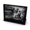 Plaque funéraire en granit sur socle avec pêcheur en rivière. Granit gravé personnalisable (2)