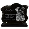  Plaque funèbre en granit forme galbée sur socle avec gravure fleurs et oiseau à personnaliser (2)
