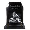 Plaque funéraire granit avec bateau voilier de marin en mer, cinéraire en granit à personnaliser (2)
