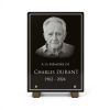 Plaque funéraire en granit avec portrait du défunt gravé au centre et texte à personnaliser (2)