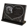 Plaque funéraire avec buste de cheval et coeur gravés sur granit à personnaliser (2)