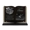 Plaque funéraire en granit forme livre, football Amiens, logo et texte à personnaliser (2)
