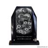 Plaque cinéraire et cavurne en granit sur socle avec coeur et fleurs à personnaliser (2)