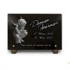 Plaque funéraire en granit pour enfant avec gravure ange et texte à personnaliser (2)