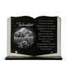 Plaque funéraire agriculteur avec tracteur, coquelicot et blés sur forme bles livre ouvert en granit (2)
