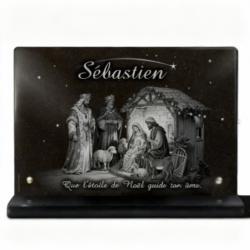 Plaque funeraire crèche et nativité en gravure sur granit | Qualité luxe  (2)