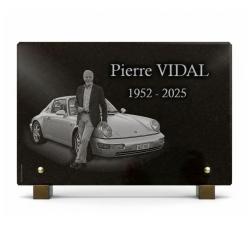 Plaque funéraire en granit avec photo gravée et voiture à personnaliser en ligne (2)