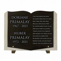 Plaque funéraire livre en granit massif personnalisable (2)