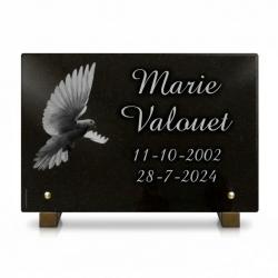 Plaque funéraire colombe en granit personnalisable (2)