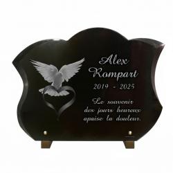 Plaque funéraire colombe en granit galbé 30x40 cm (2)