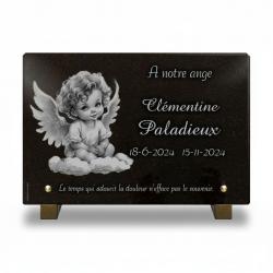 Plaque funeraire enfant en granit avec ange (2)