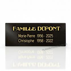 Plaque funéraire à coller en granit noir (40 x 15 cm) personnalisable (2)