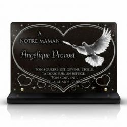 Plaque funéraire avec colombe en granit sur socle (20 × 30 cm) (2)