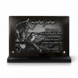 Plaque funéraire thème vigne en granit poli sur socle (2)