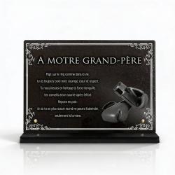 Plaque funéraire avec gants de boxe sur socle en granit (25 × 35 cm) (2)