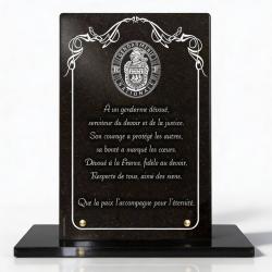 Plaque funéraire gendarmerie, insigne, bordure déco. (2)