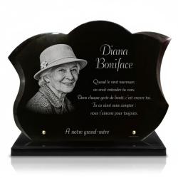 Plaque funéraire avec photo, granit sur socle (2)