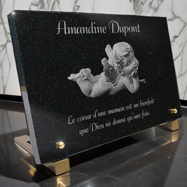 Plaque funéraire Petit ange - RENAUD Gravure