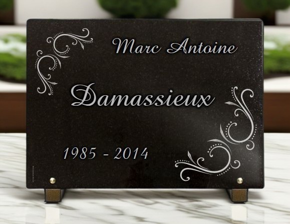 Plaque mortuaire personnalisable en granit gravé 25x35