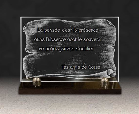 Plaque funéraire en verre et parchemin à personnaliser