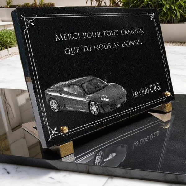 Plaque funéraire voiture