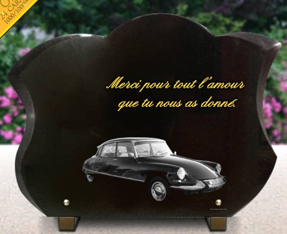 Plaque funéraire personnalisée avec citroen DS