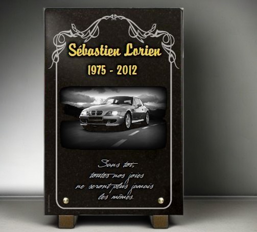 Plaque funéraire personnalisée voiture BMW Z