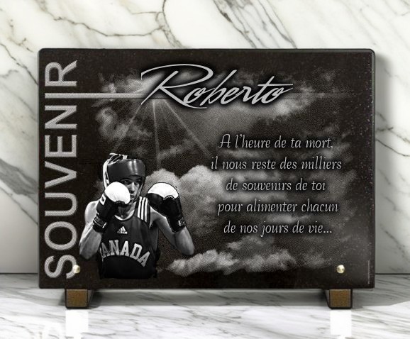 Plaque funeraire personnalisable boxeur