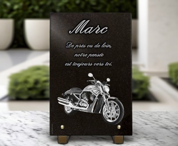 Plaque funéraire Moto Harley - RENAUD Gravure