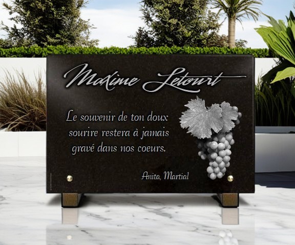 Plaque funéraire vigne viticulteur raisin - RENAUD Gravure