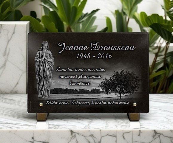 Plaque funéraire vierge marie, campagne - RENAUD Gravure