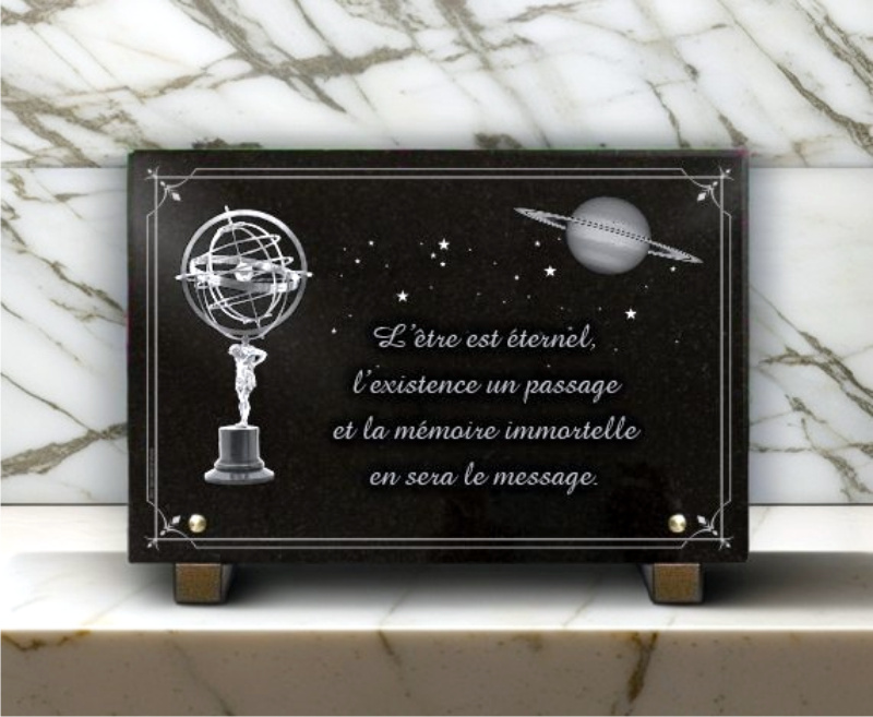 Plaque funéraire Astronome, ciel et espace - RENAUD Gravure