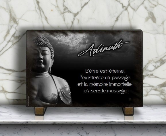 Plaque funéraire bouddha - RENAUD Gravure