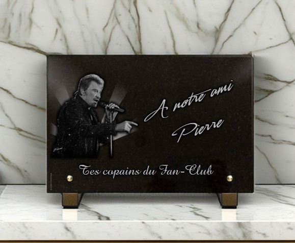 Plaque funéraire Hommage Johnny Hallyday - RENAUD Gravure