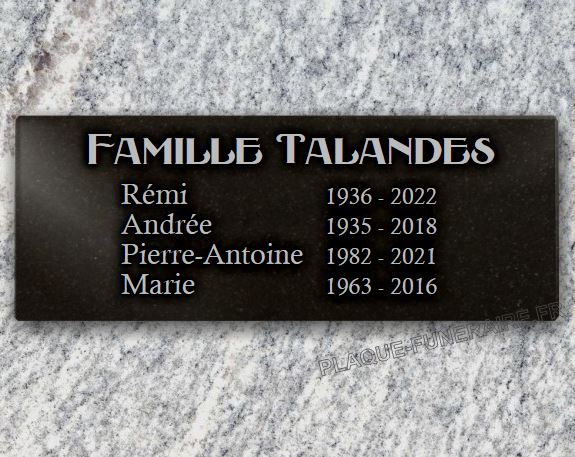 Plaque funéraire adhésive pour cinéraire, cavurne, et tombe