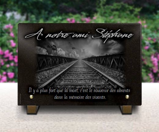 Plaque funéraire Cheminot, chemin de fer, sncf, train et locomotive