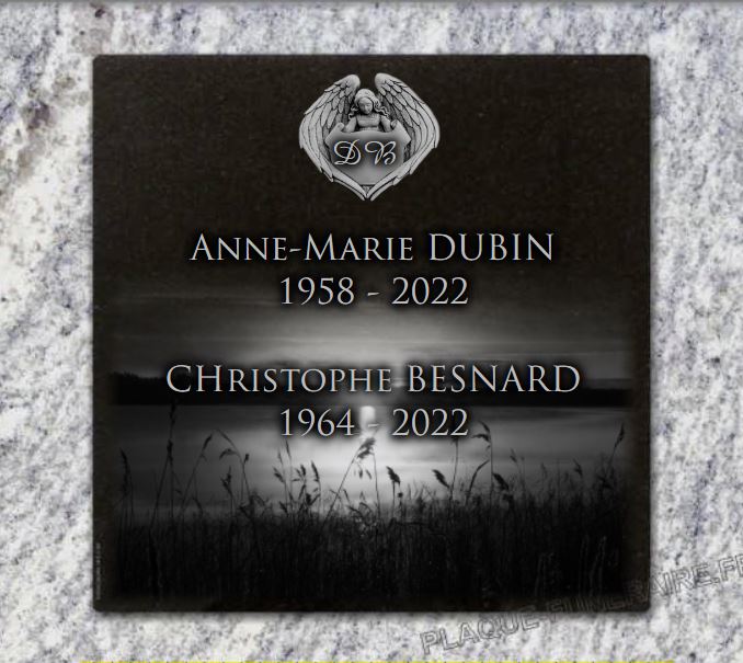 Plaque funéraire columbarium adhésive ange en granit