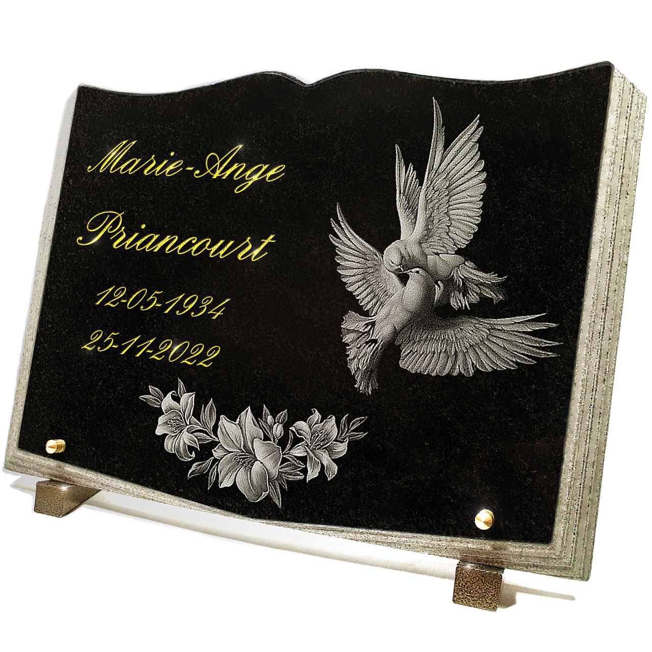 Plaque funéraire bouquet de fleurs
