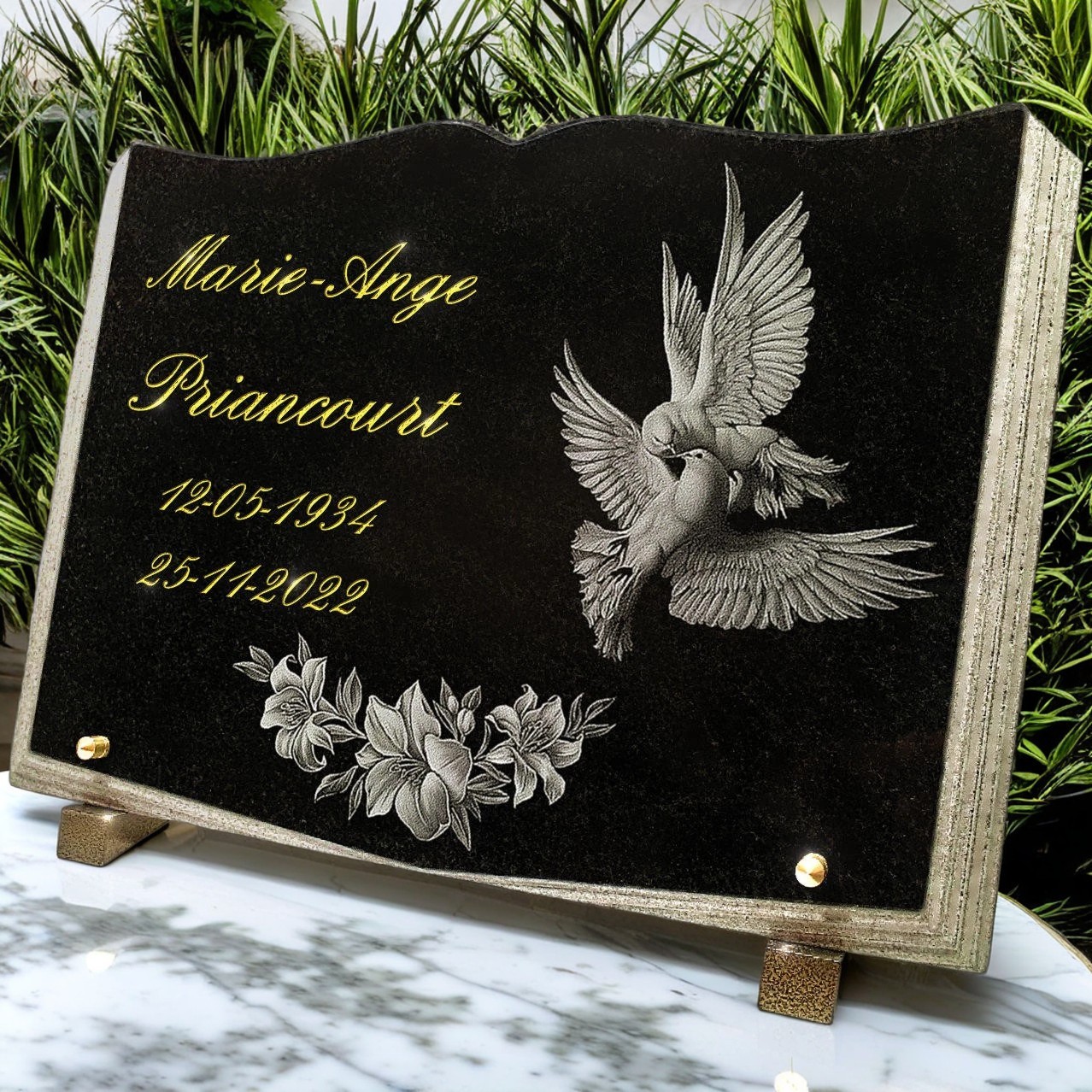 Plaque funeraire gravée sur mesure Wandignies-Hamage