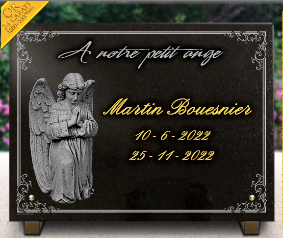 Plaque funeraire pour bébé et enfant avec ange