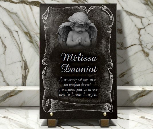 Plaque funeraire avec ange pour enfant ou bébé