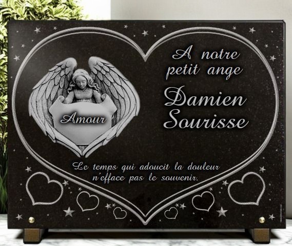 Plaque funeraire Coeur avec ange