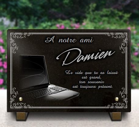 Plaque funeraire pour informatique avec ordinateur