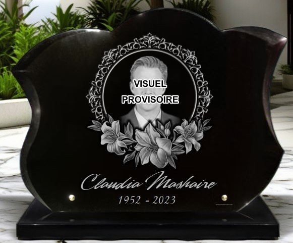 Plaque funeraire avec photo sur socle